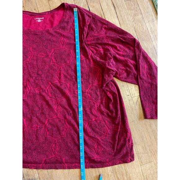 Catherines Cotton Red Long Sleeve Holiday Casual Shirt Womens 4X - Picture 4 of 8